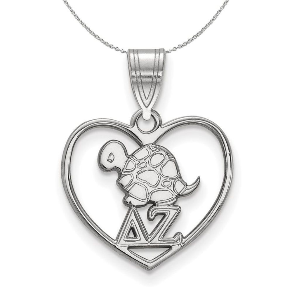 Sterling Silver Delta Zeta Heart Pendant Necklace - 18 Inch